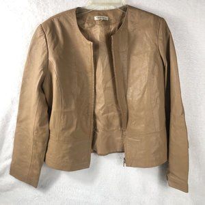Yvonne Marie Lamb Leather Jacket Beigh Womens Size 10